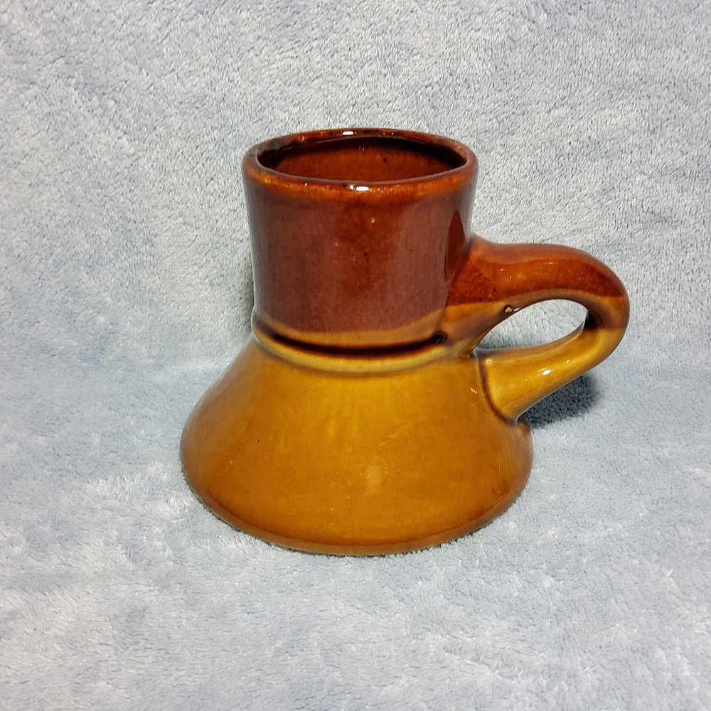 Vintage Brown Wide Bottom No Tip Coffee Mug No Spill No Skid Auto Travel Retro